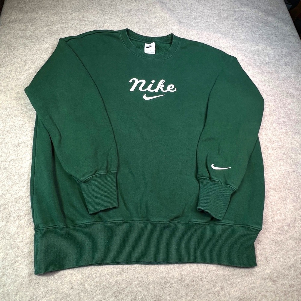 Nike Woman's Medium Embroidered Script Logo Sweatshirt Gorge Green DZ4625-341 M